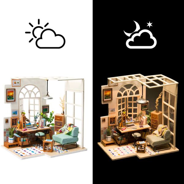 Robotime Kit de DIY en miniatura SOHO Time con luz LED