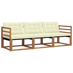 vidaXL Conjunto de sof&aacute;s de exterior 3 uds. Natural y Crema