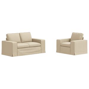 vidaXL Juego de Sof&aacute; 2 uds. Crema tela