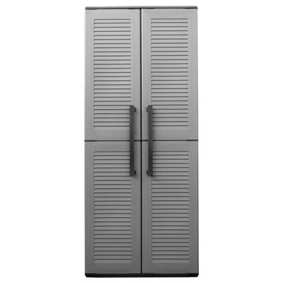 vidaXL Armario de almacenaje para jardín PP gris y negro 68x37x163 cm
