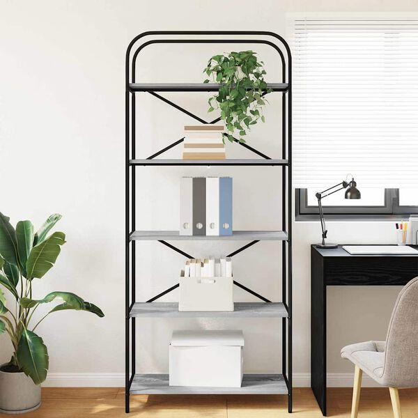 vidaXL Estante de libros Gris Sonoma 80 x 30 x 183 cm