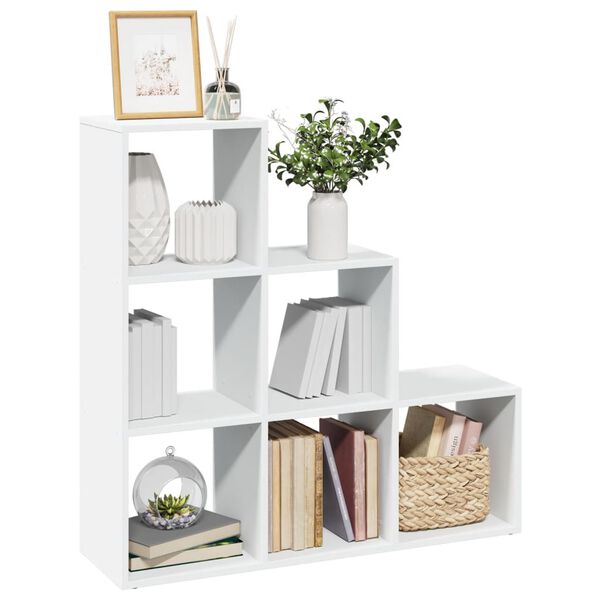 vidaXL Librería biombo de 3 niveles, blanca, 99x29x99 cm, madera de ingeniería