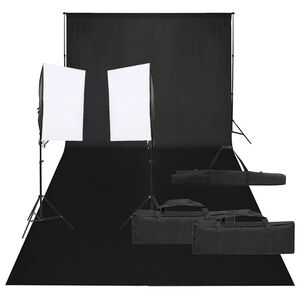 vidaXL Kit de estudio fotogr&aacute;fico con set de luces y fondo