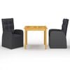 vidaXL Juego de comedor para jard&iacute;n 3 piezas negro