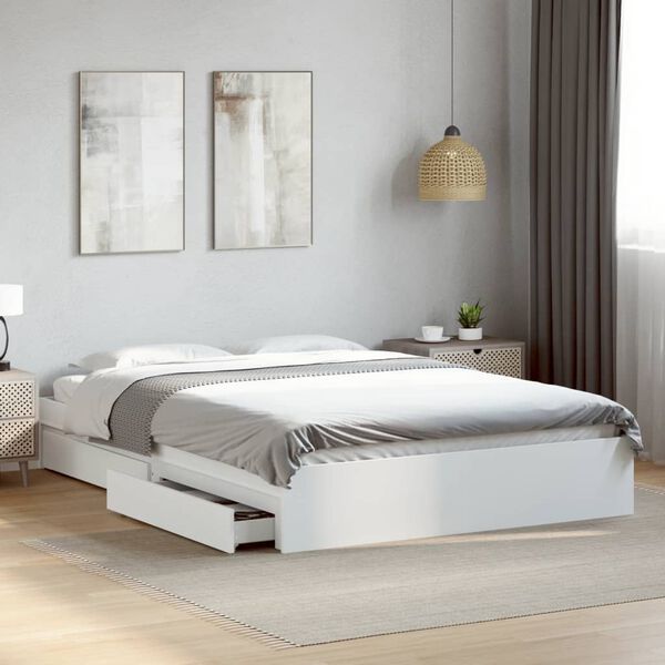 vidaXL Estructura cama con cajones madera ingeniería blanca 150x200 cm
