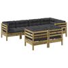 vidaXL Set de sof&aacute;s jard&iacute;n 7 pzas con cojines madera pino impregnada