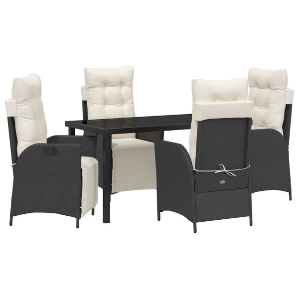 vidaXL Conjunto de Comedor de Jard&iacute;n 5 pcs Negro rat&aacute;n sint&eacute;tico