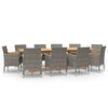 vidaXL Juego de comedor de jard&iacute;n 11 piezas con cojines gris