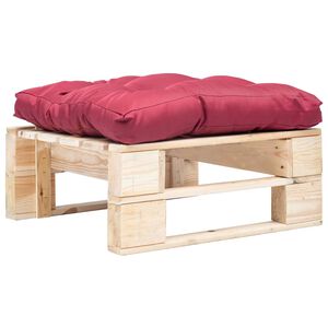 vidaXL Otomana de palets de jard&iacute;n con coj&iacute;n rojo madera natural