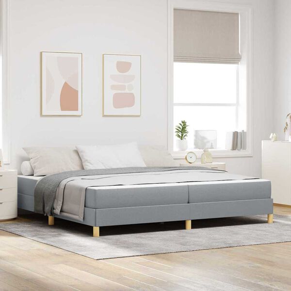 vidaXL Cama tipo Box Spring con colch&oacute;n Gris Claro 200 x 200 cm tela