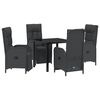 vidaXL Conjunto de Comedor de Jard&iacute;n 5 uds. Negro rat&aacute;n sint&eacute;tico