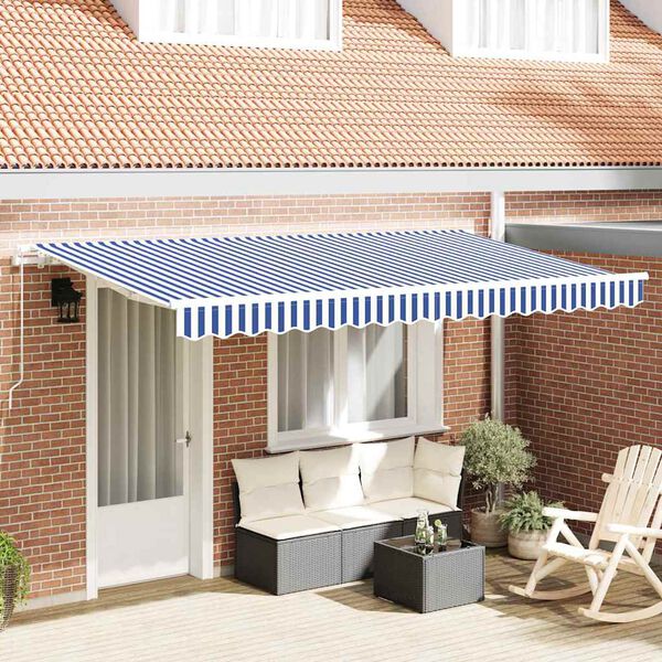 vidaXL Toldo Retr&aacute;ctil Azul y 350 x 200 cm Poli&eacute;ster y Aluminio