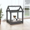 vidaXL Cama para perros madera maciza de pino gris 61x50x70 cm