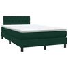 vidaXL Cama box spring con colch&oacute;n y LED terciopelo verde oscuro 120x220 cm