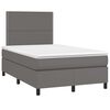 vidaXL Cama box spring con colch&oacute;n cuero sint&eacute;tico gris 120x190 cm
