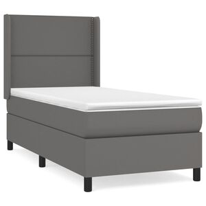 vidaXL Cama box spring con colch&oacute;n cuero sint&eacute;tico gris 90x200 cm