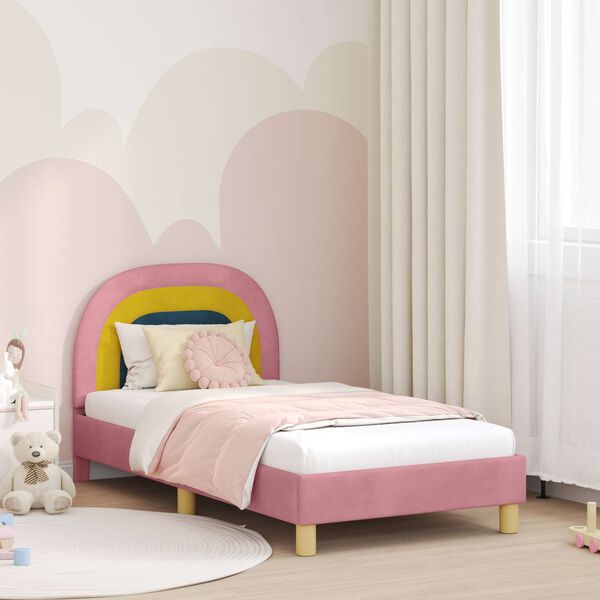 vidaXL Estructura de cama con cabecera Rosa 80 x 160 cm Terciopelo