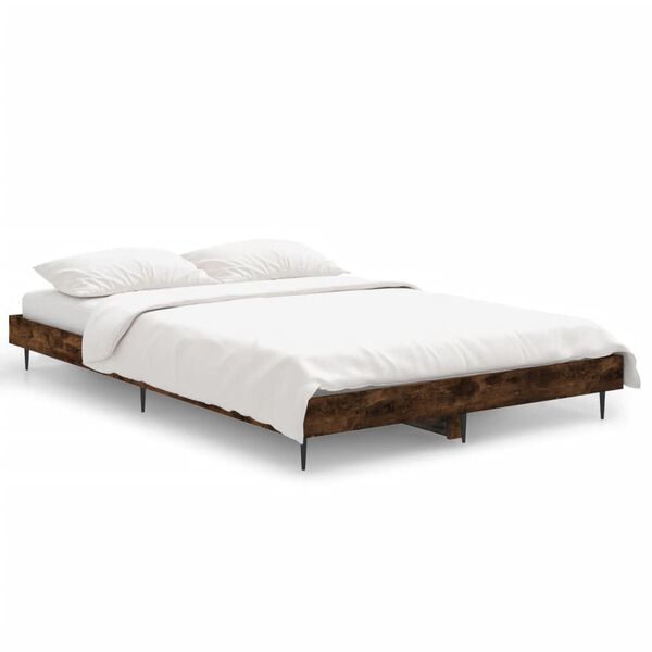vidaXL Estructura de cama sin colchón madera roble ahumado 120x190 cm