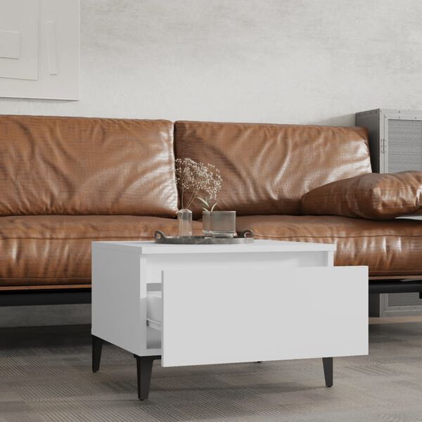 vidaXL Mesa auxiliar de madera contrachapada blanco 50x46x35 cm