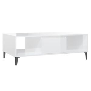 vidaXL Mesa de centro madera contrachapada blanco brillo 103,5x60x35cm