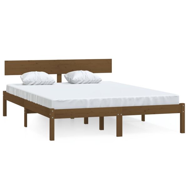 vidaXL Estructura cama sin colch&oacute;n madera maciza marr&oacute;n miel 120x200cm