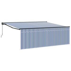 vidaXL Toldo Retr&aacute;ctil Manual Azul y 400 x 300 cm Poli&eacute;ster y Aluminio
