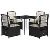 vidaXL Set de muebles jard&iacute;n 5 pzas con cojines rat&aacute;n sint&eacute;tico negro