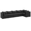 vidaXL Set muebles de jard&iacute;n 6 piezas y cojines rat&aacute;n sint&eacute;tico negro