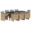 vidaXL Conjunto de Comedor de Jard&iacute;n 9 pcs Beige rat&aacute;n sint&eacute;tico