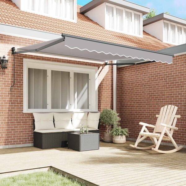 vidaXL Toldo Manual Gris Claro 300 x 250 cm Poli&eacute;ster