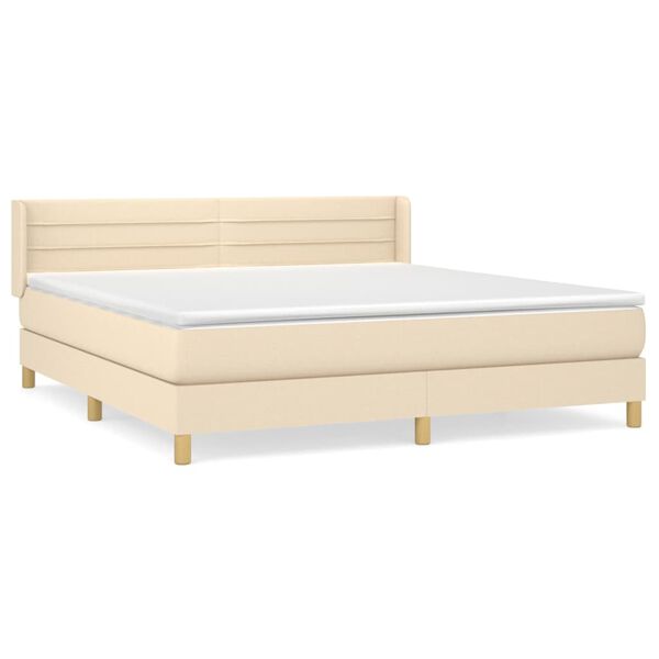 vidaXL Cama box spring con colch&oacute;n tela color crema 180x200 cm
