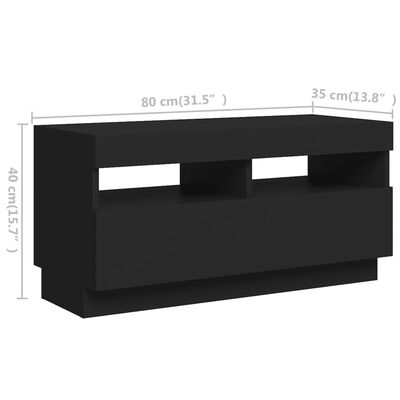 vidaXL Mueble para TV con luces LED negro 260x35x40 cm