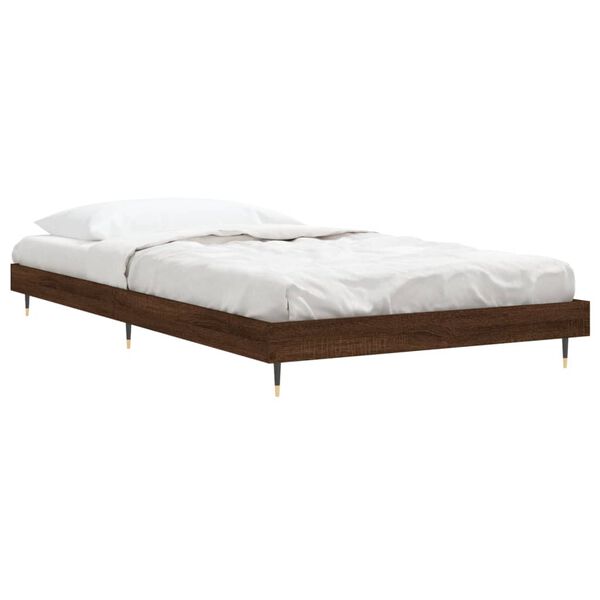 vidaXL Estructura de cama sin colch&oacute;n madera marr&oacute;n roble 100x200 cm