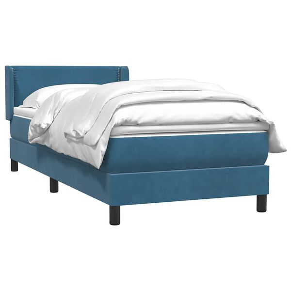 vidaXL Cama box spring con colch&oacute;n terciopelo azul oscuro 80x220 cm