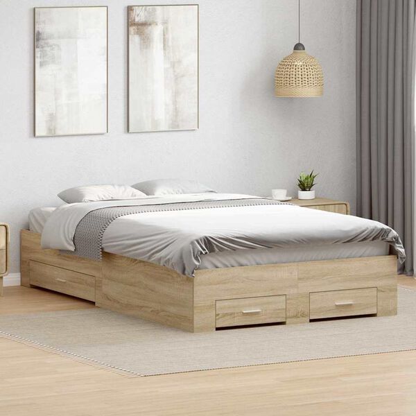 vidaXL Estructura de cama Marrón 140 x 200 cm Madera contrachapada