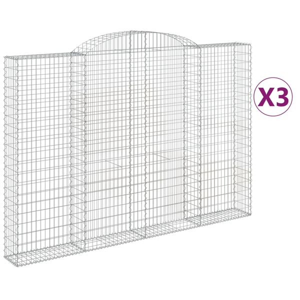 vidaXL Cestas de gaviones 3 uds forma de arco hierro 300x30x200/220 cm