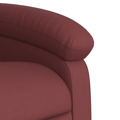 vidaXL Sillón reclinable elevable cuero artificial rojo tinto