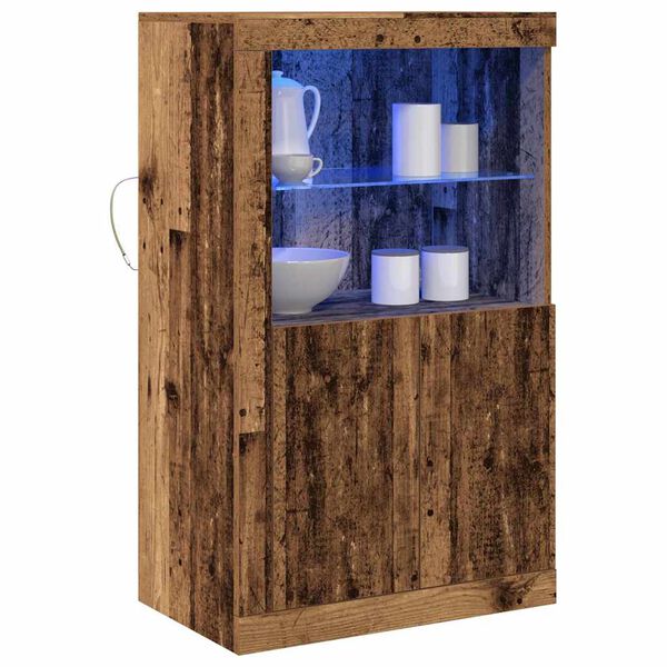 vidaXL Aparador LED Madera vieja 60,5 x 37 x 100 cm