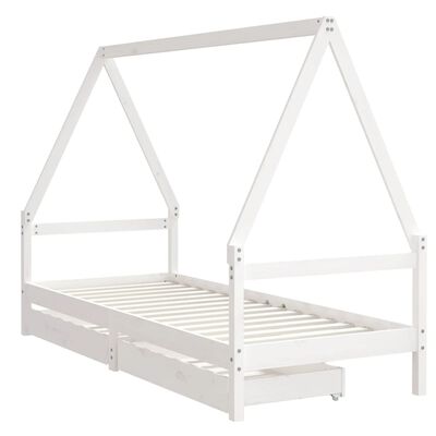 Estructura cama niños con cajones madera pino blanco 90x200 cm