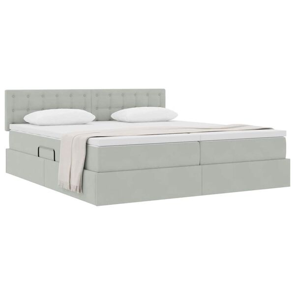 vidaXL Cama con almacenamiento con colch&oacute;n Gris Claro 90 x 200 cm