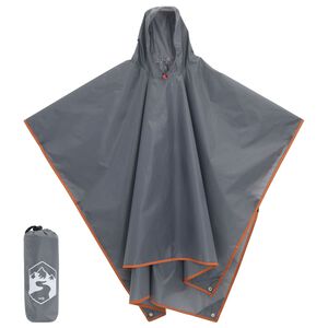 vidaXL Poncho de lluvia con capucha 2 en 1 gris y naranja 223x145 cm