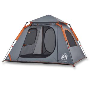 vidaXL Tienda de campa&ntilde;a igl&uacute; 4 personas apertura r&aacute;pida gris/naranja