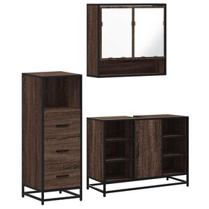 vidaXL Set de muebles ba&ntilde;o 3 pzas madera contrachapada roble marr&oacute;n