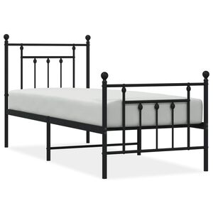 vidaXL Estructura cama sin colch&oacute;n con estribo metal negro 75x190 cm