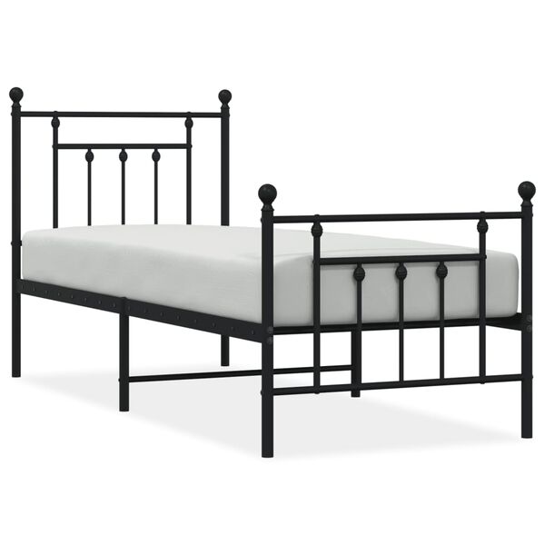 vidaXL Estructura cama sin colch&oacute;n con estribo metal negro 75x190 cm