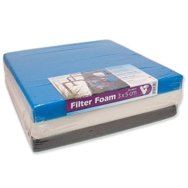 Velda Espuma filtrante para estanque blanco, negro y azul 50x50x5 cm