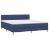 vidaXL Cama box spring con colch&oacute;n y LED tela azul 160x200 cm