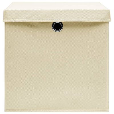 vidaXL Caja de almacenaje tela color crema 50x30x25 cm