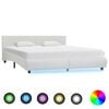 vidaXL Estructura de cama con LED sin colch&oacute;n blanco 180x200 cm