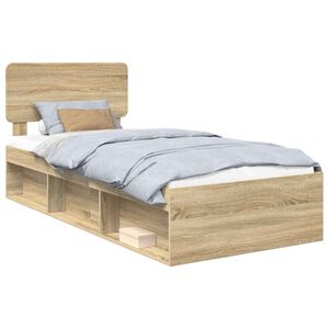 vidaXL Estructura de cama con cabecera Roble Sonoma 90 x 200 cm